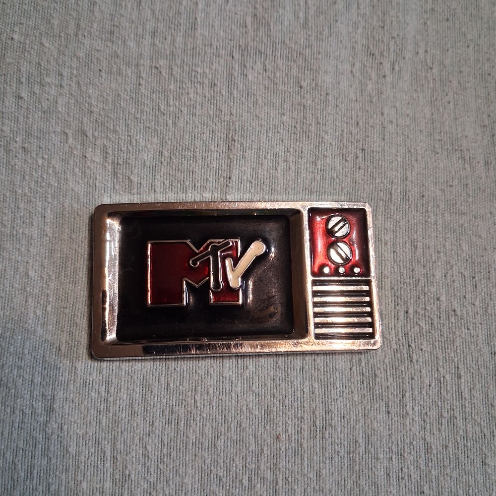 MTV Vintage TV Enamel Pin in Black and Red